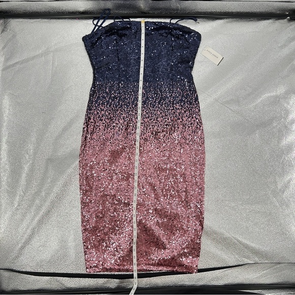 Alexia Admor Ombre Sequin Navy Pink Cocktail Midi Dress NWT Size 12 - Picture 14 of 15